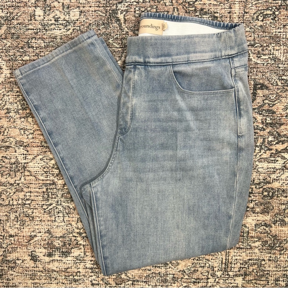 Soft Surroundings Pull On Stretch Capri Jeans Womens Size Large Cropped